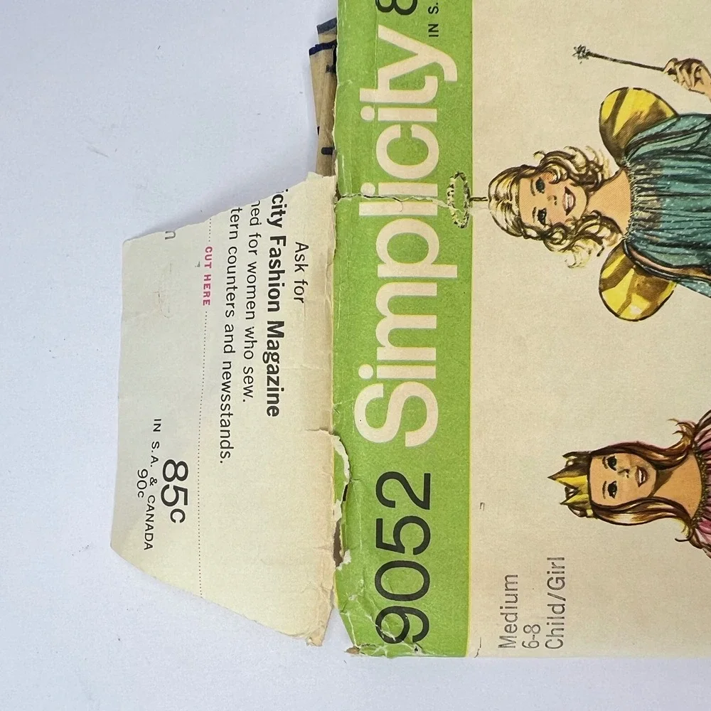 Simplicity 9052 Angel Princess‎ Witch Fairy Costume Pattern Child Size M 6-8 Vtg